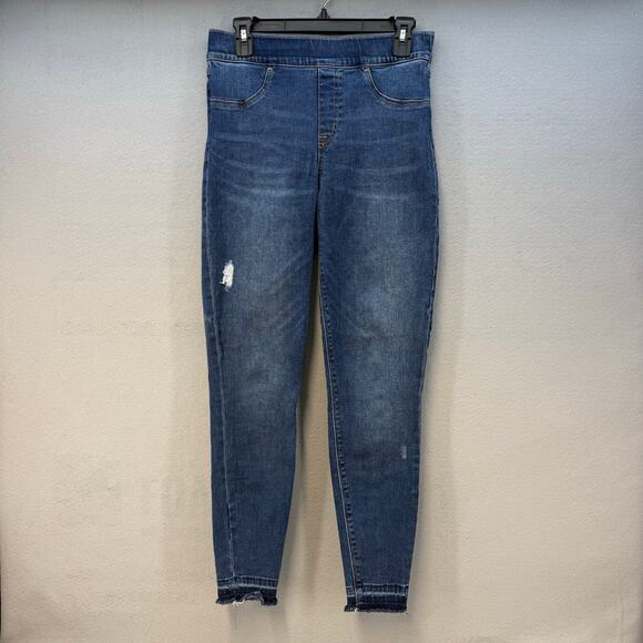 SPANX Denim - Spanx Jean Women's M (10-12) Blue Ankle Skinny Raw Hem High Rise Stretch